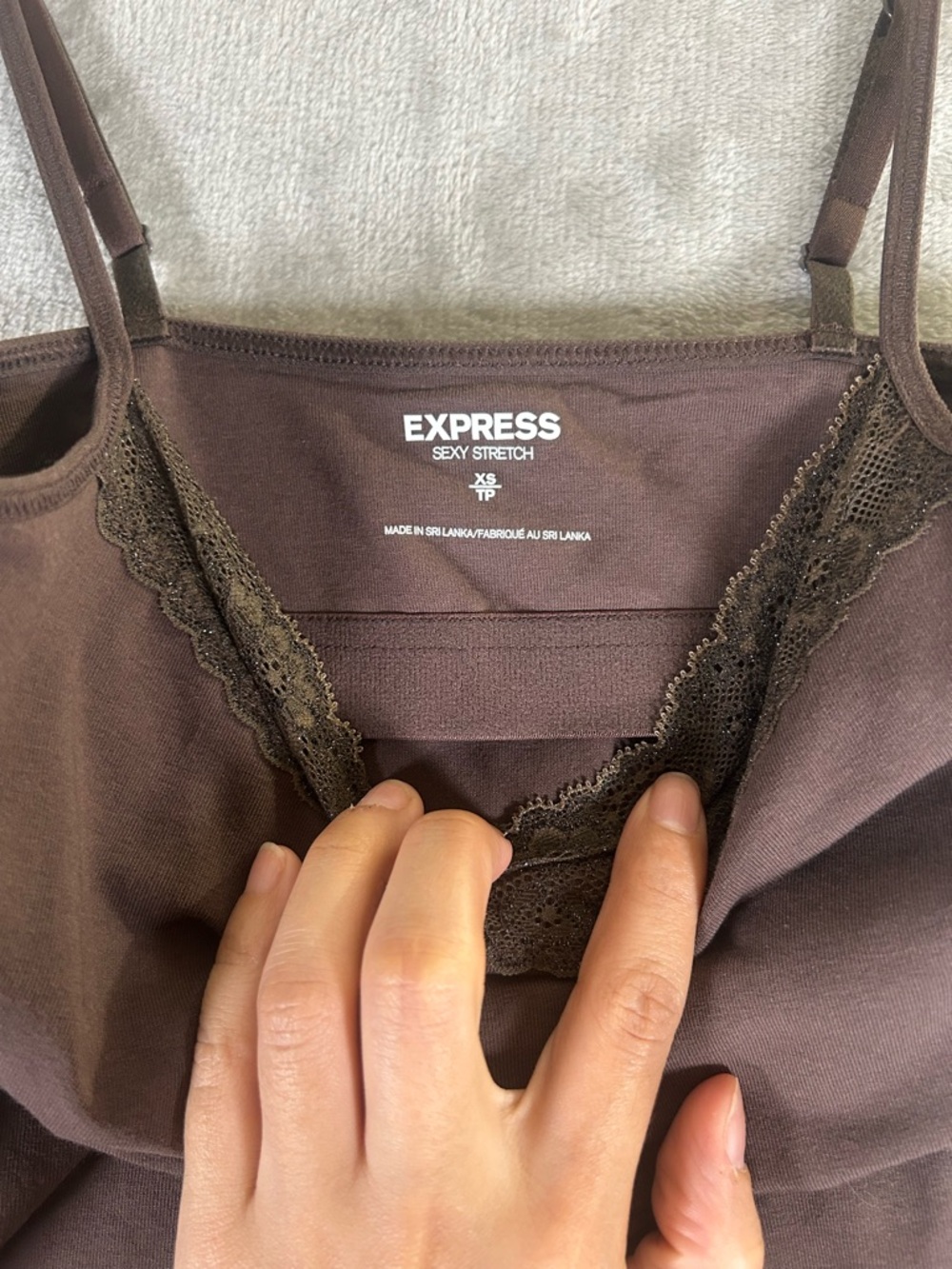 Express Lace Trim Slip Dress Cami - Dark Brown - Picture 2 of 10